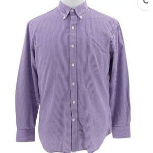 Todd SNYDER Men's Purple Gingham Long Sleeve Shirt Size M 17.5 34/35.     A12